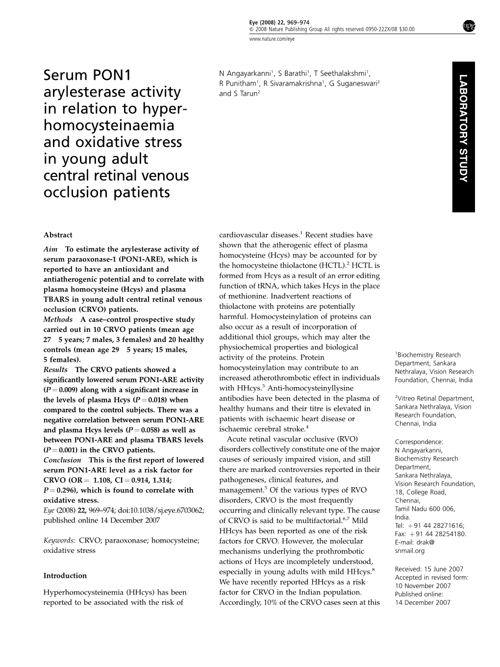 Serum PON1 Arylesterase Activity in Relation to Hyper