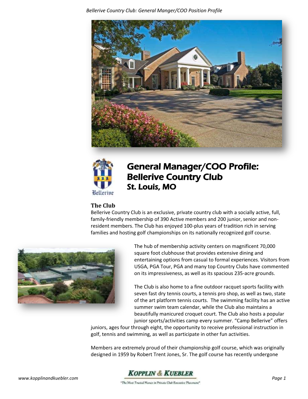 General Manager/COO Profile: Bellerive Country Club St