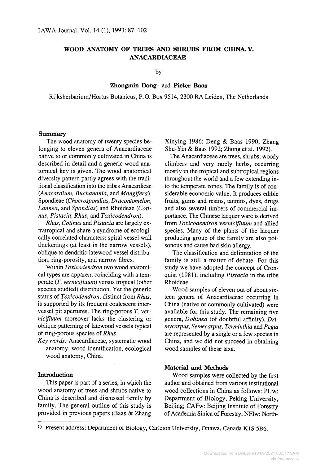 (1), 1993: 87-102 Wood Anatomy of Trees and Shrubs