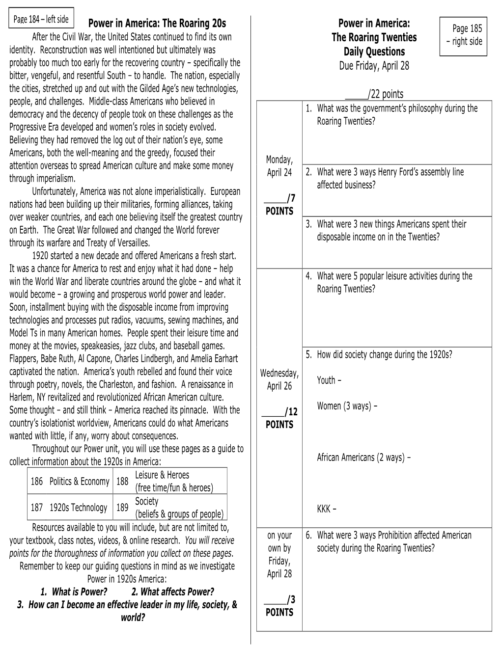 The Roaring 20S Power in America: Page 185 After the Civil War, the United States Continued to Find Its Own the Roaring Twenties – Right Side Identity