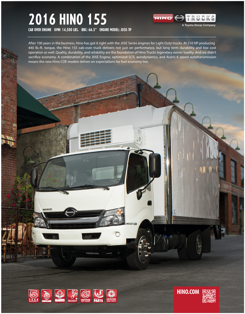 2016 Hino 155 Cab Over Engine Gvw: 14,500 Lbs