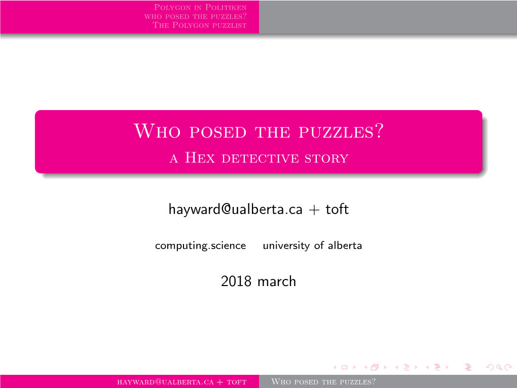 Who Posed the Puzzles? the Polygon Puzzlist