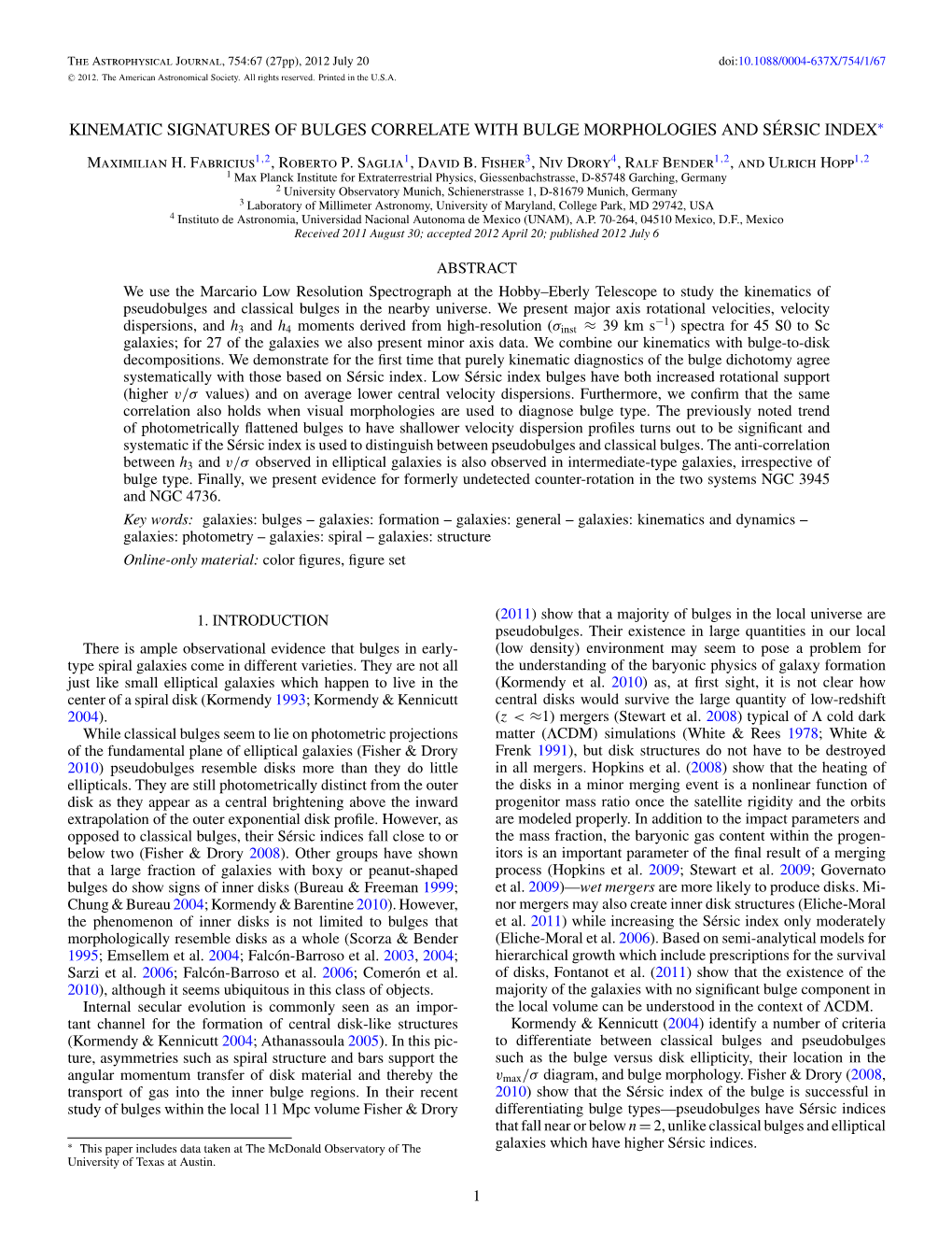 Kinematic Signatures of Bulges Correlate with Bulge Morphologies and Sersic´ Index∗