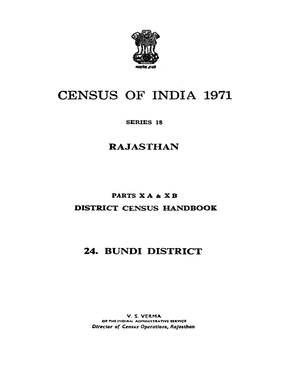 District Census Handbook 24-Bundi, Part X a & XB, Series-18, Rajasthan