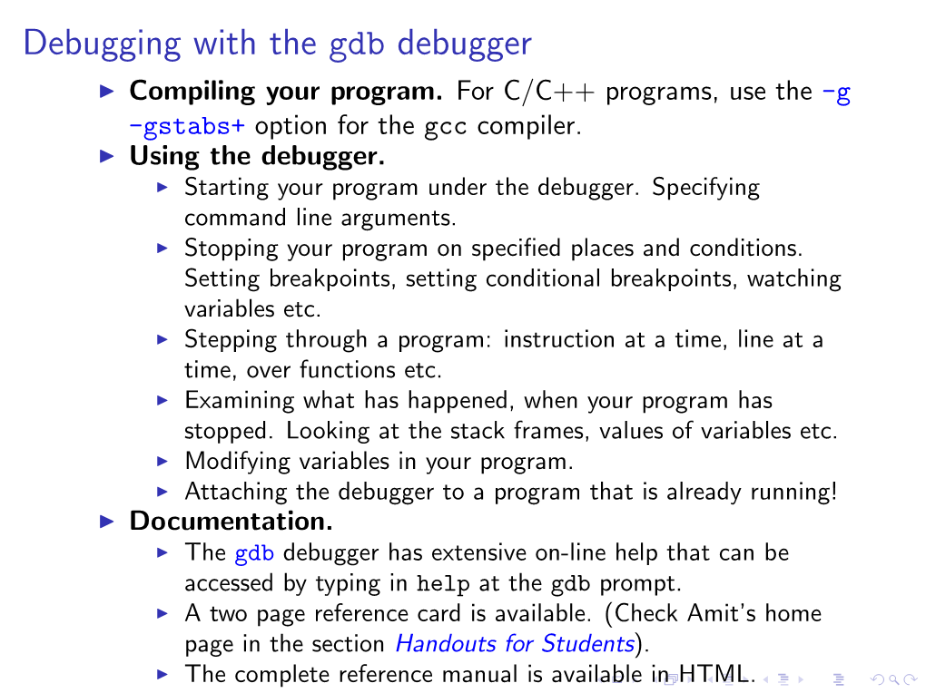 Debugging with the Gdb Debugger