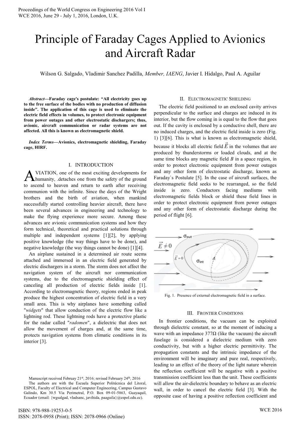 Principle of Faraday Cages Applied to Avionics and Aircraft Radar