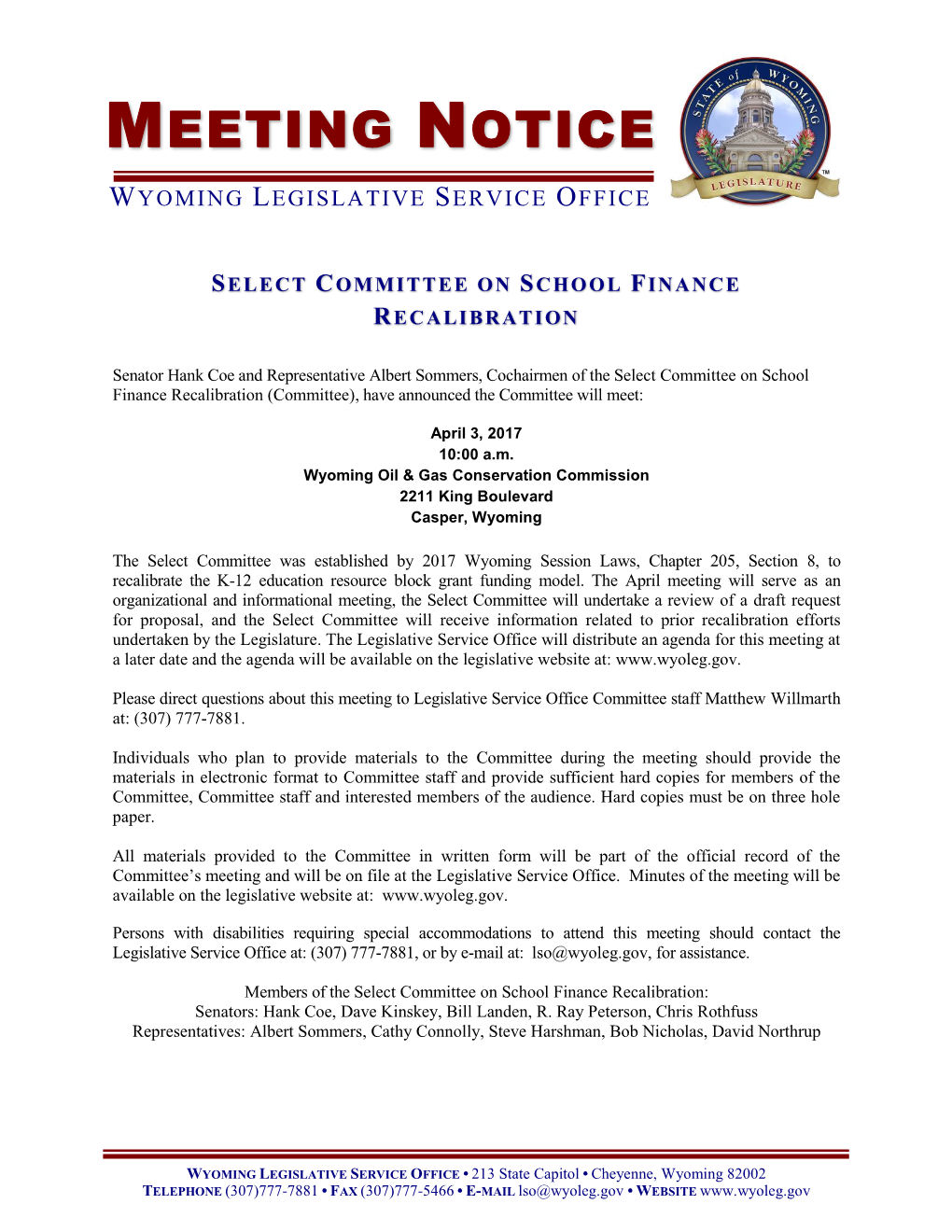 Meeting Notice