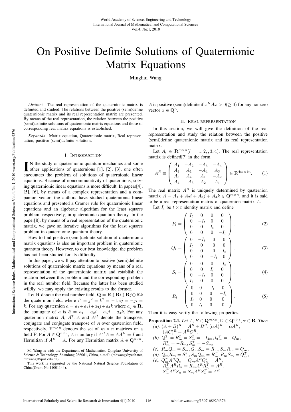 On Positive Definite Solutions of Quaternionic Matrix Equations