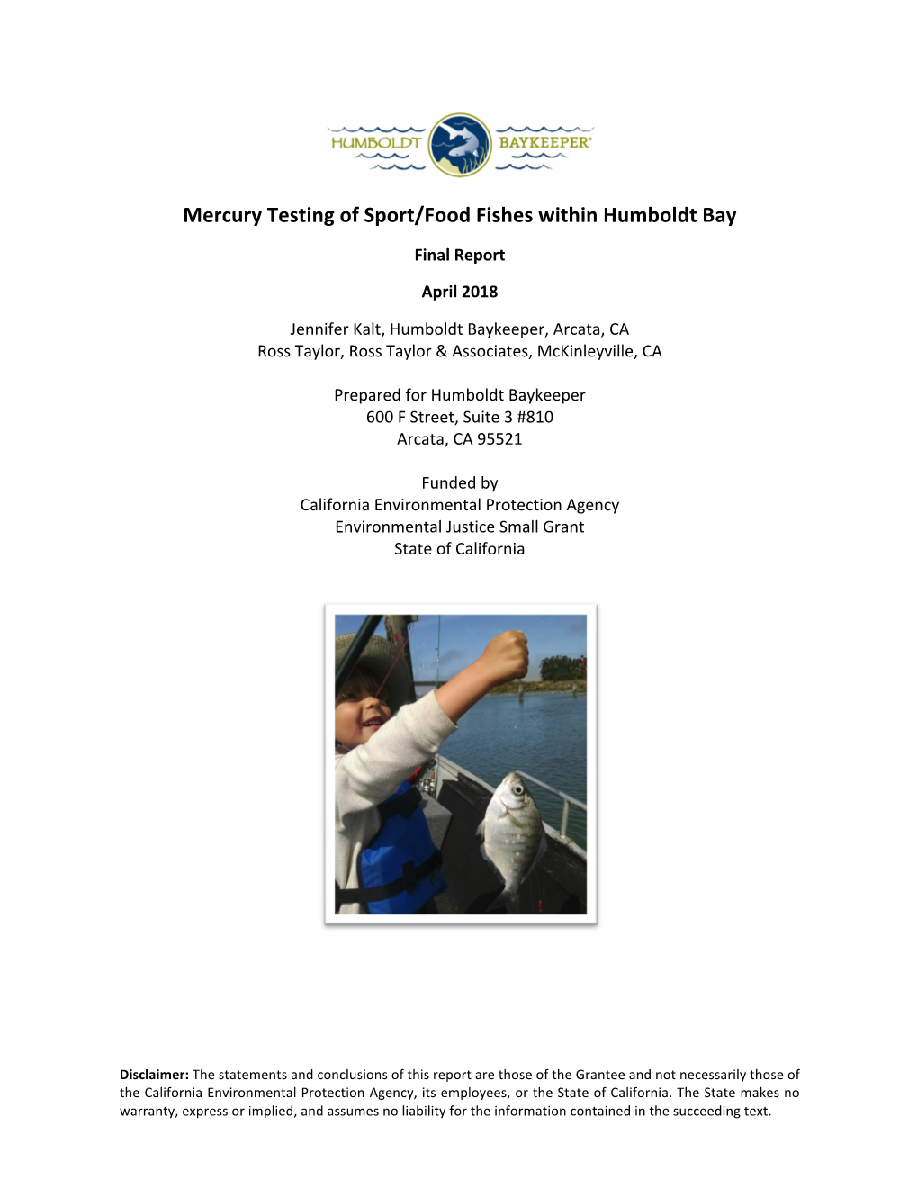 Mercury Testing of Sport/Food Fishes Within Humboldt Bay