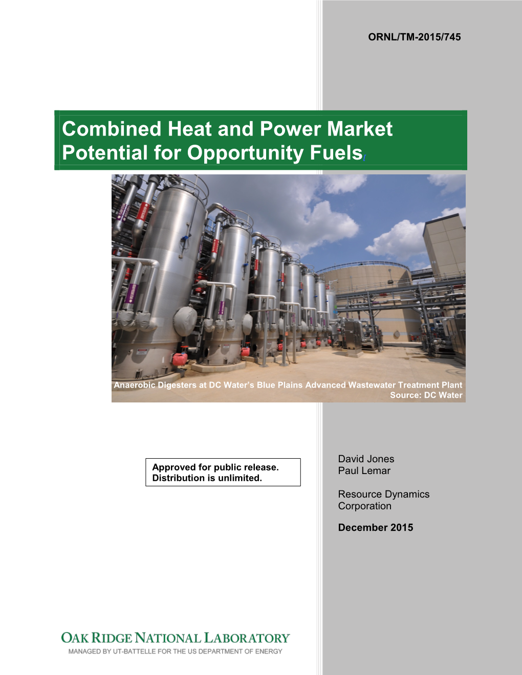 Combined Heat and Power Market Potential for Opportunity Fuels[