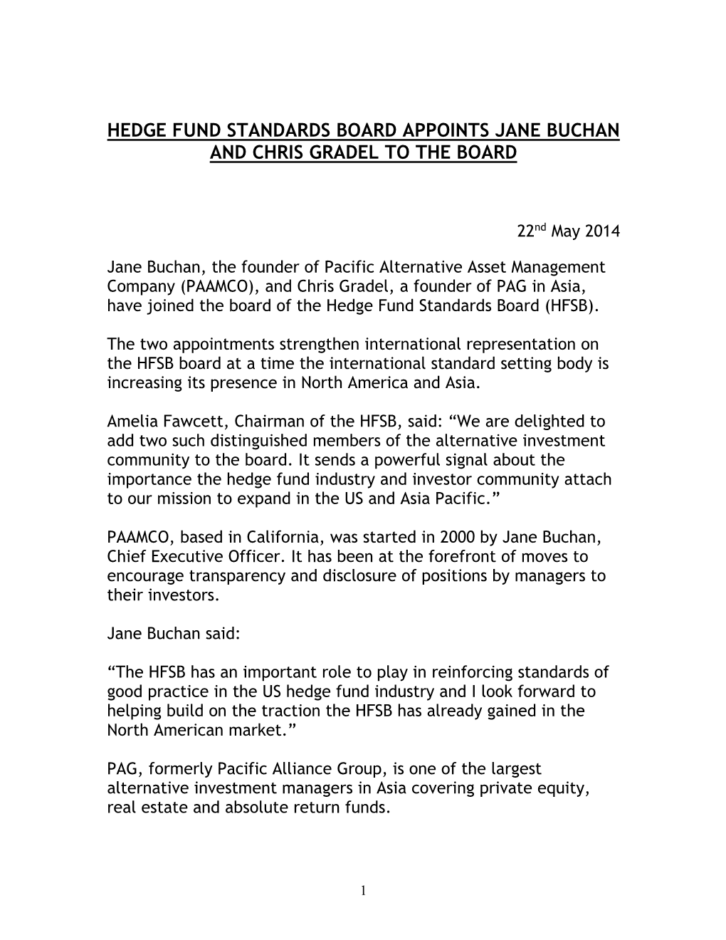 HFSB Appoints Jane Buchan and Chris Gradel to the Board