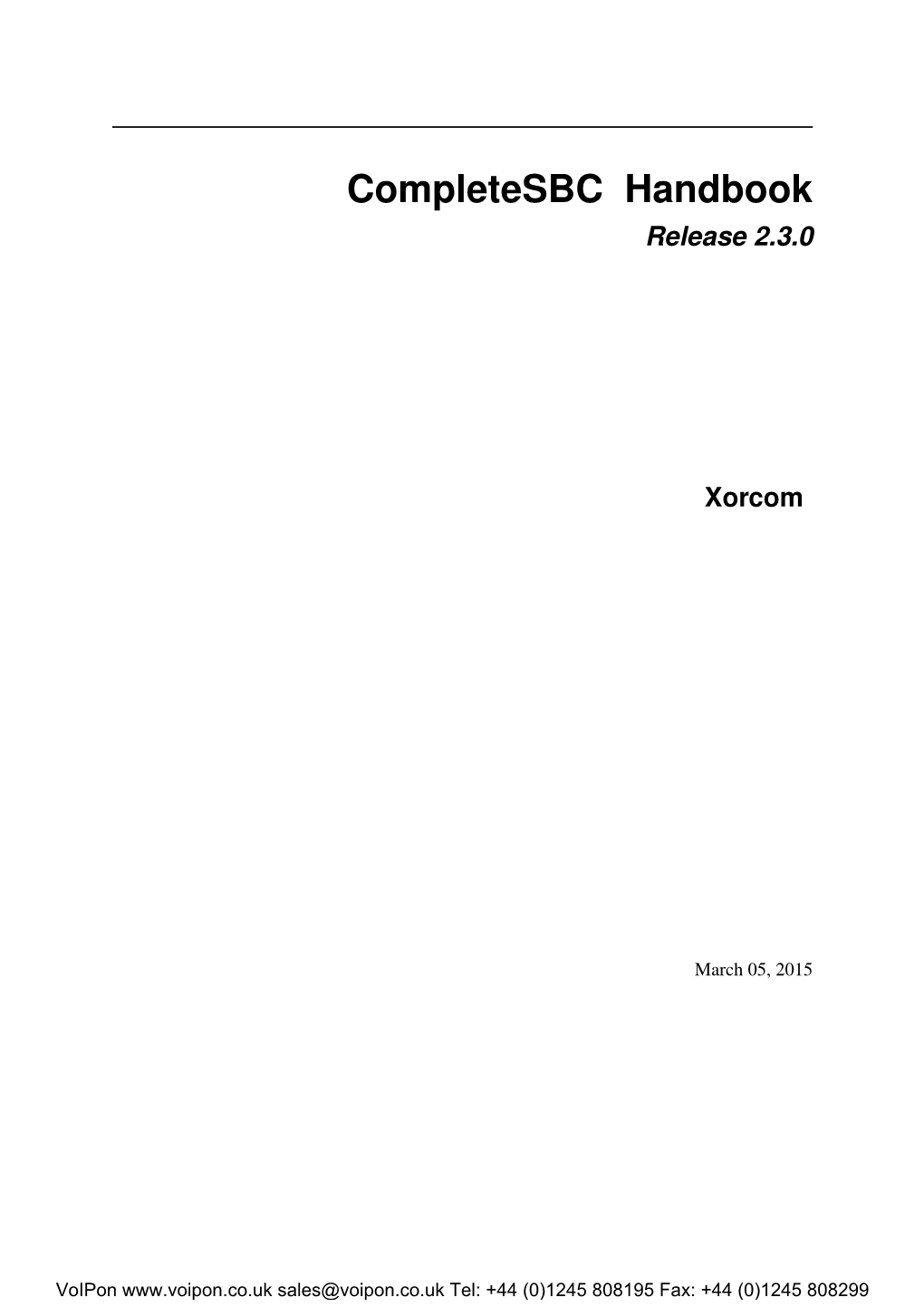 Completesbc Handbook Release 2.3.0