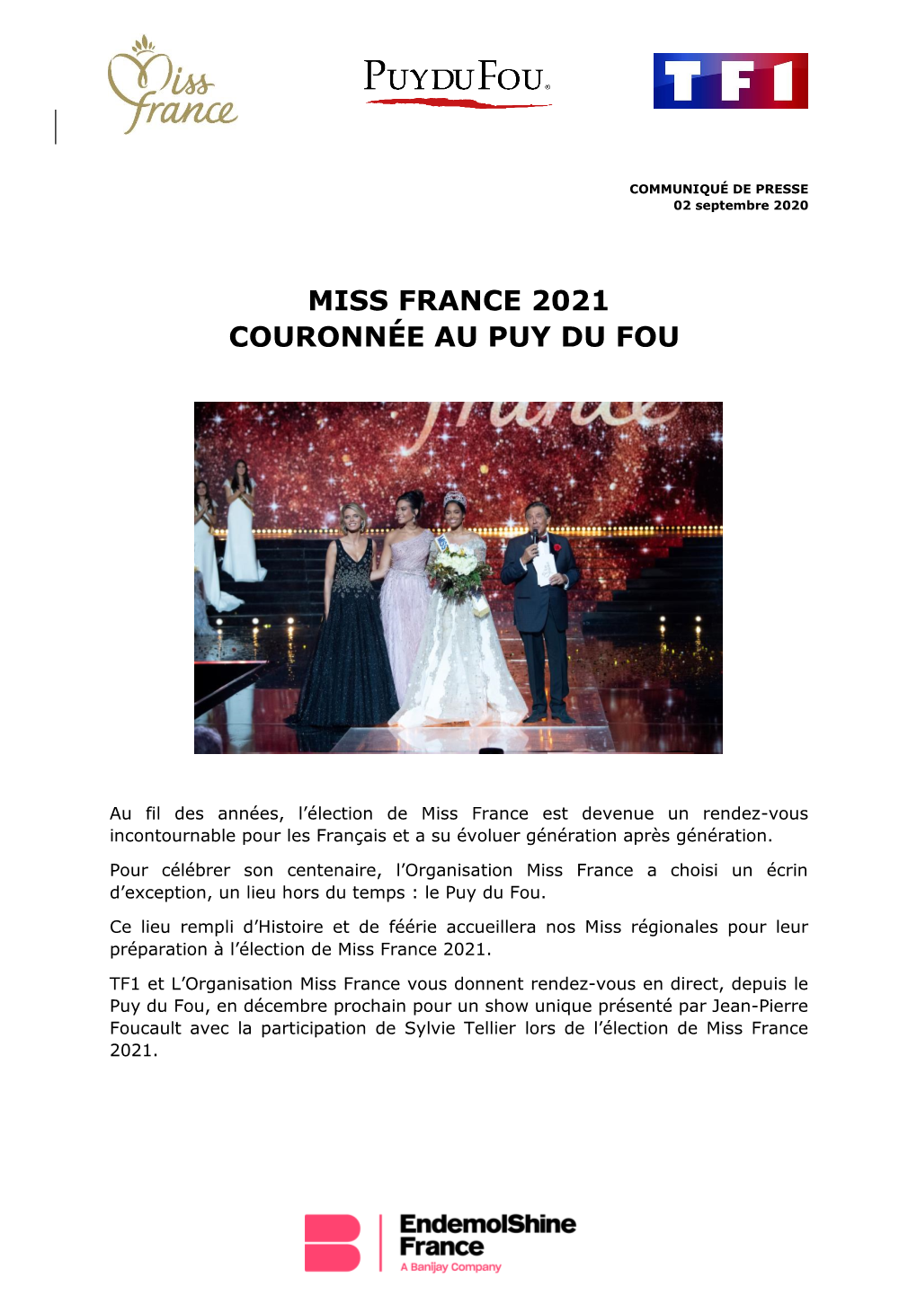 Miss France 2021 Couronnée Au Puy Du Fou