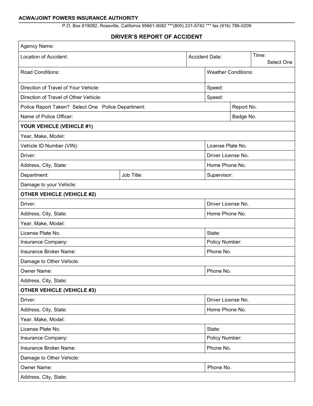 Driver Report of Accident