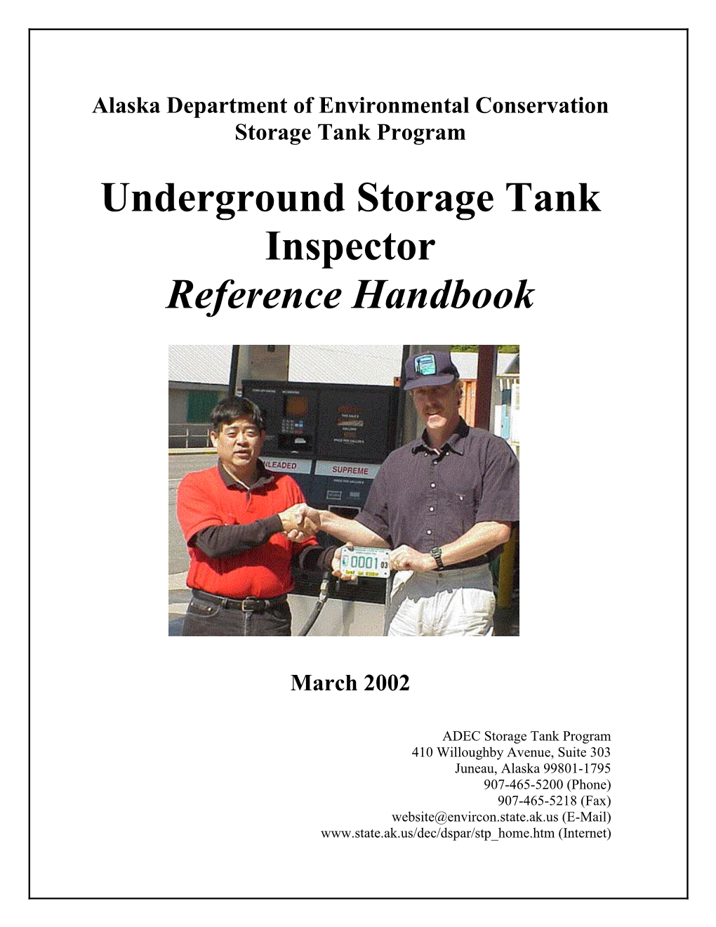 Underground Storage Tank Inspector Handbook Part 1