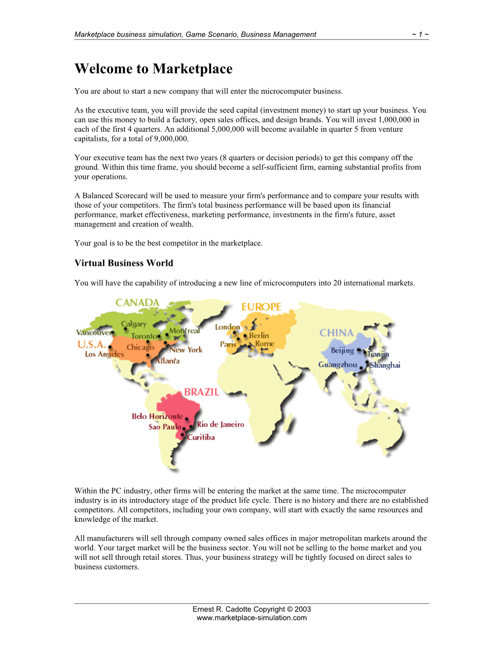 Marketplace Business Simulation, Game Scenario, Business Management 3