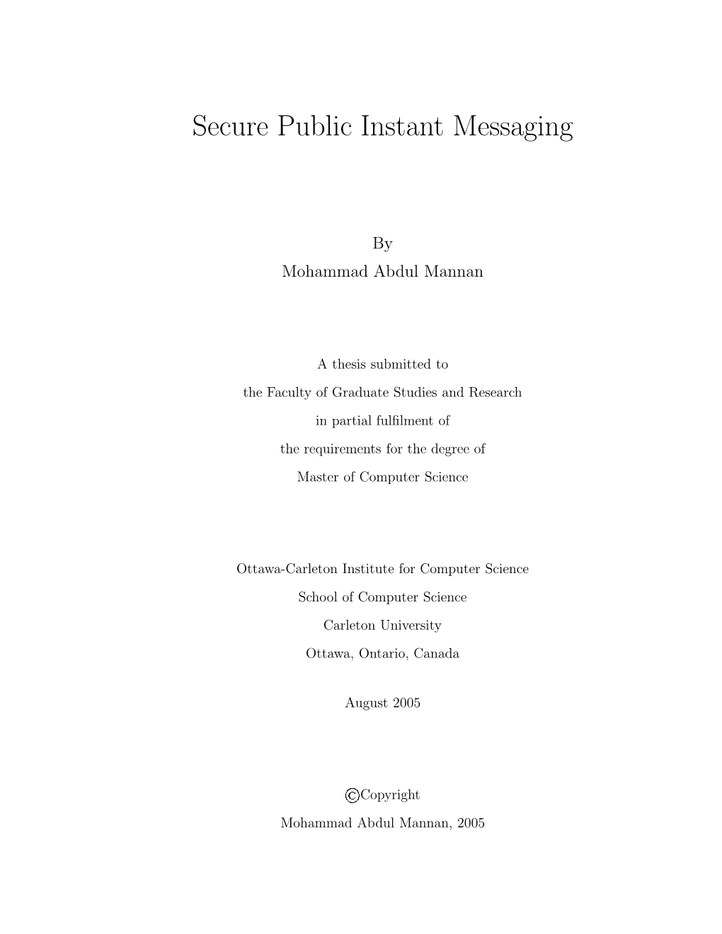 Secure Public Instant Messaging