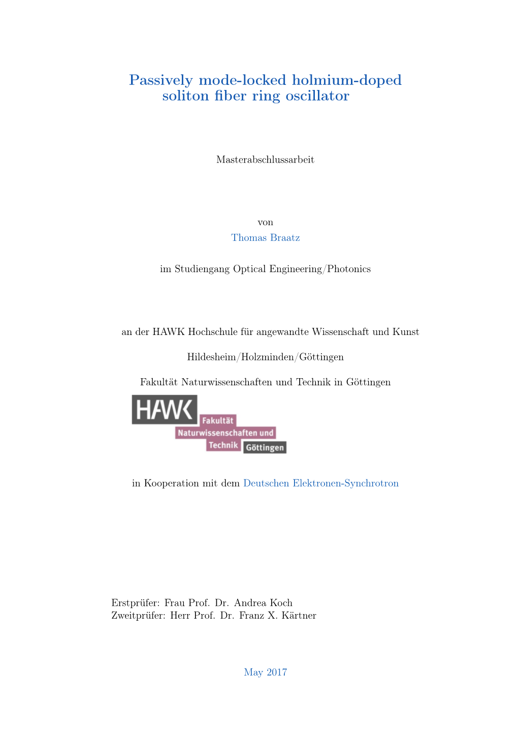 Passively Mode-Locked Holmium-Doped Soliton Fiber Ring