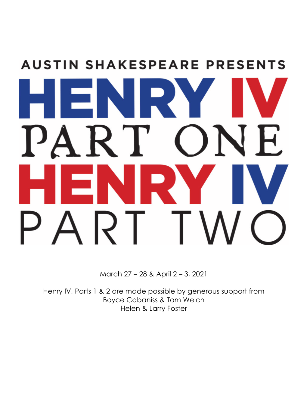 Henry IV Parts 1 & 2 Program