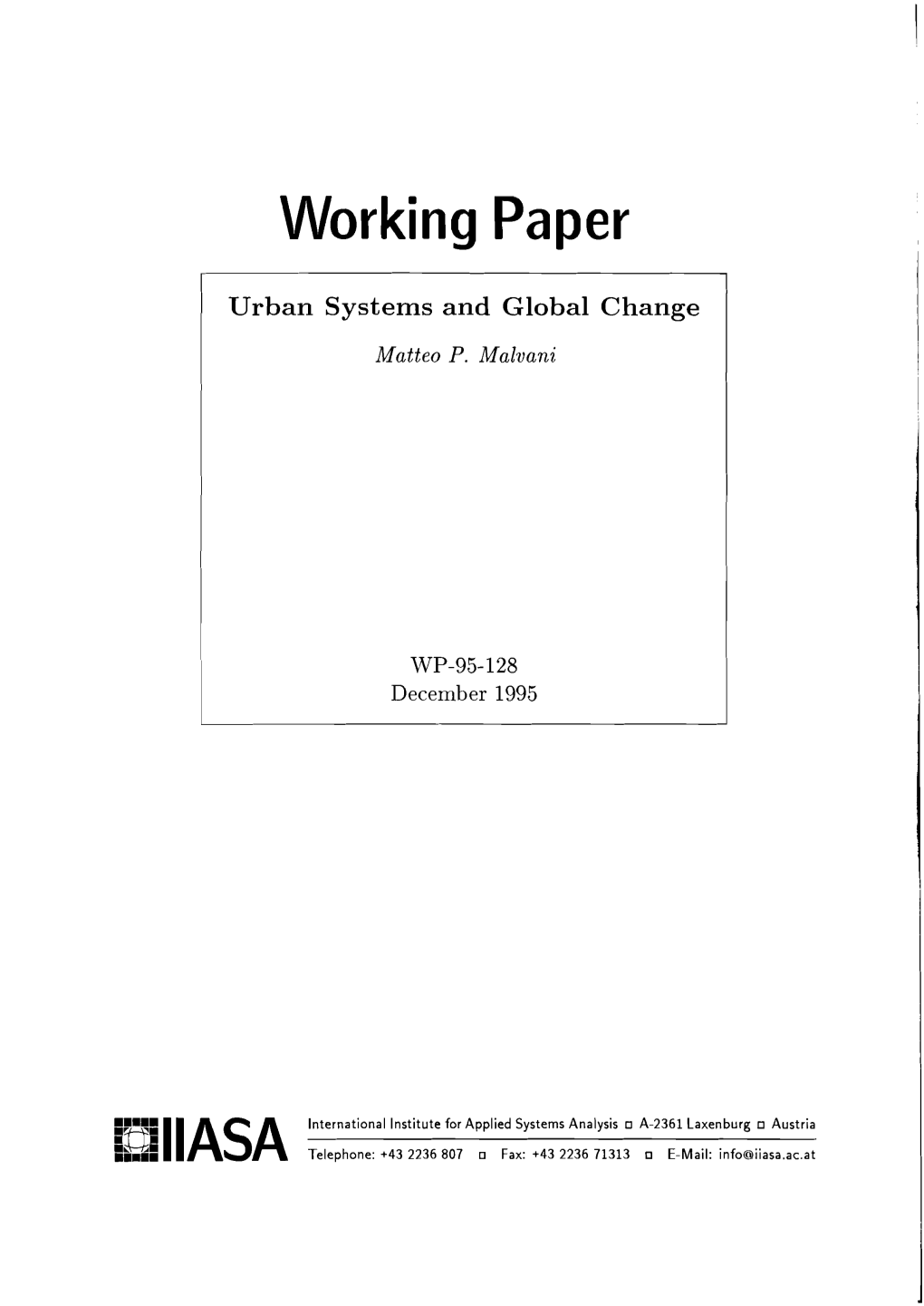 Urban Systems and Global Change Matteo P