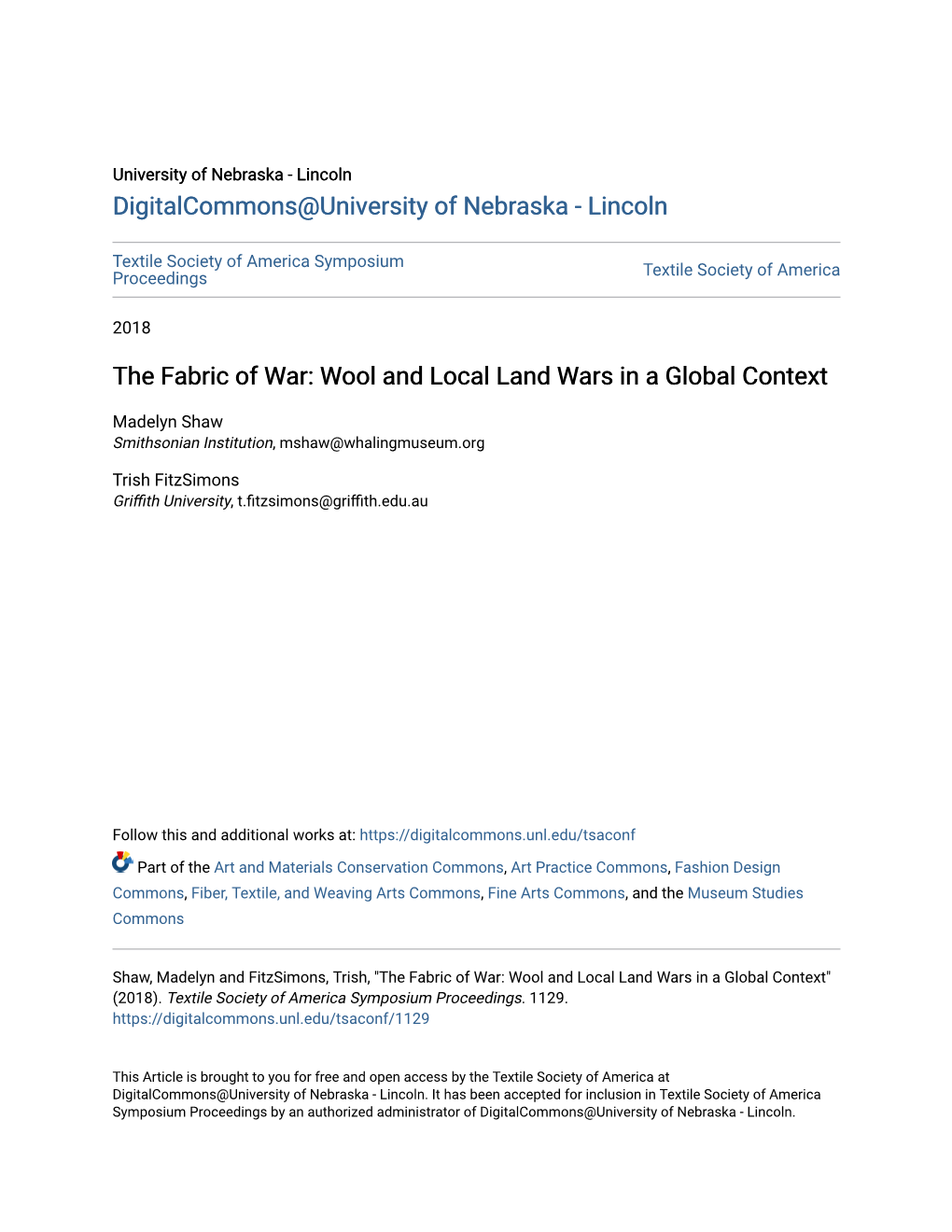 The Fabric of War: Wool and Local Land Wars in a Global Context