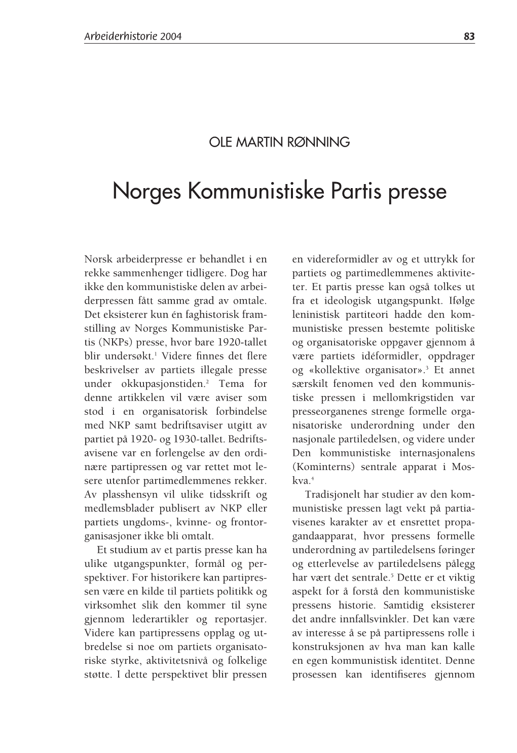 Norges Kommunistiske Partis Presse