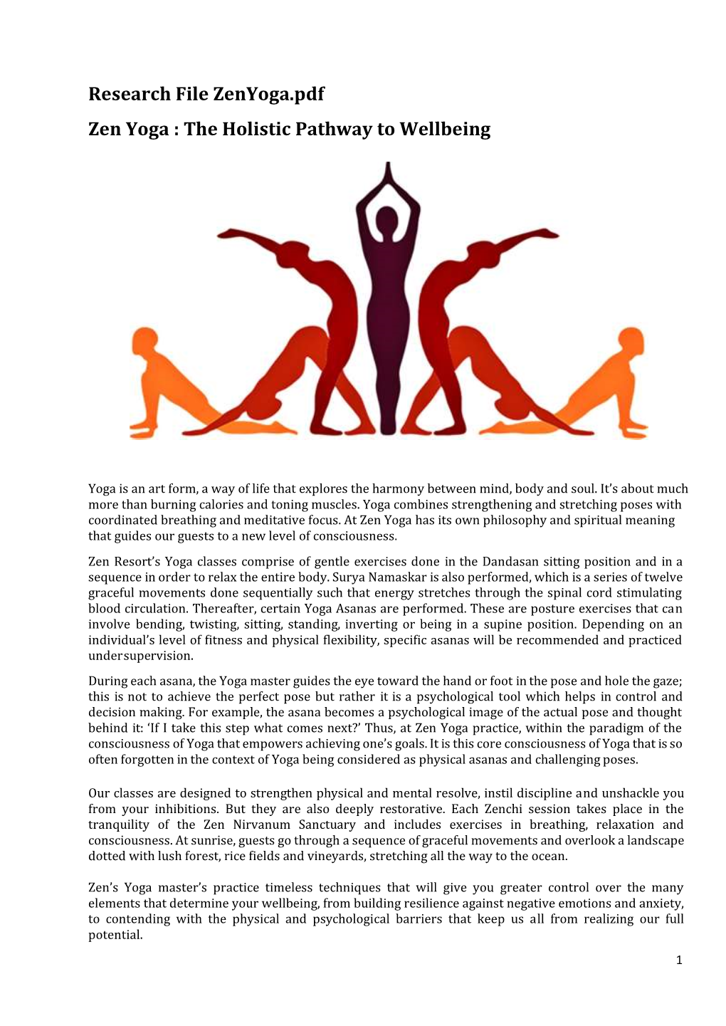 Yoga.Pdf Zen Yoga : the Holistic Pathway to Wellbeing