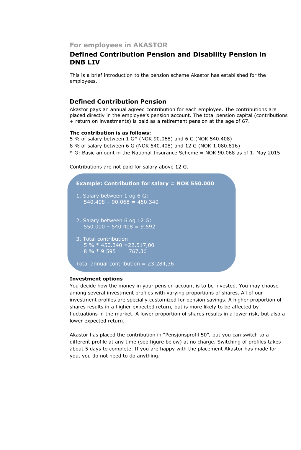 Defined Contribution Pensionand Disability Pension In