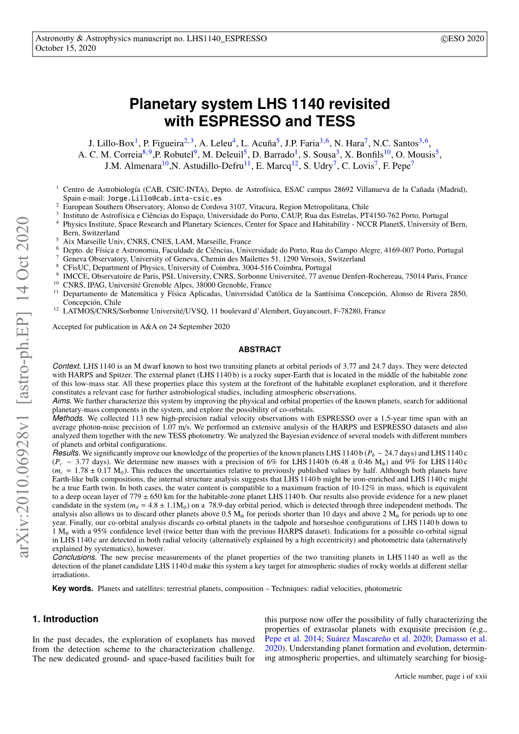 Planetary System LHS 1140 Revisited with ESPRESSO and TESS J