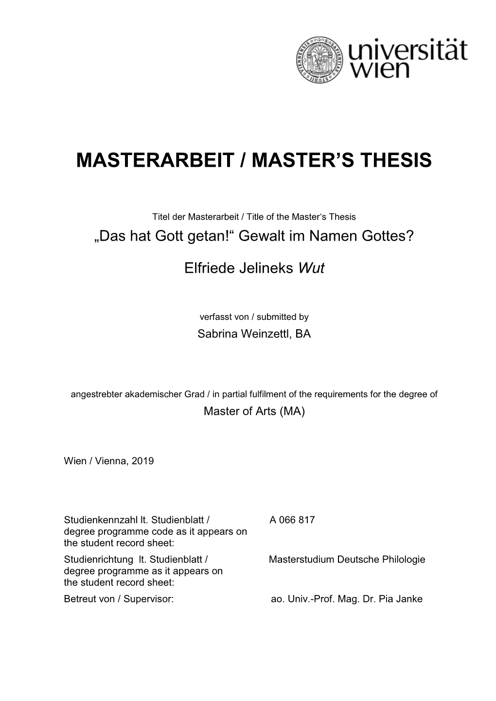 Masterarbeit / Master's Thesis