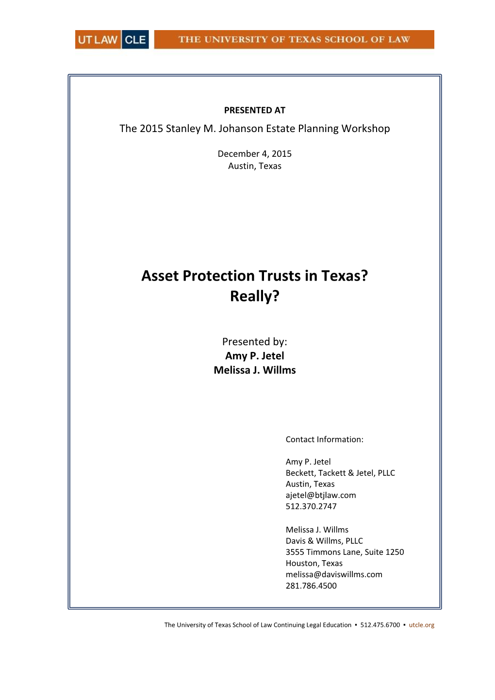 Asset Protection Trusts in Texas? Really?