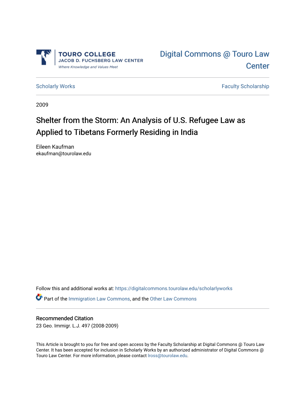 An Analysis of US Refugee Law As Applied to Tibetans