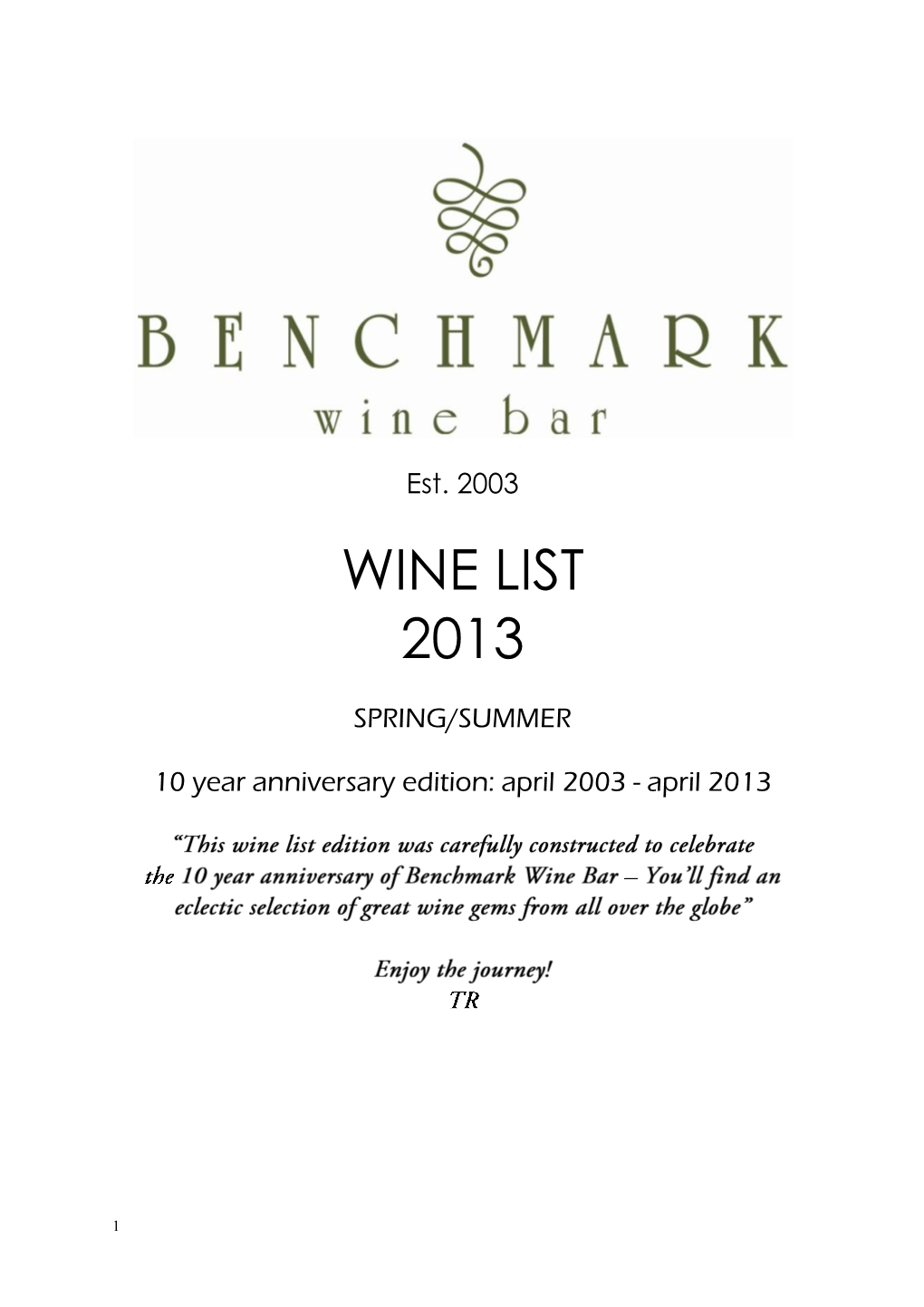 Wine List 2013