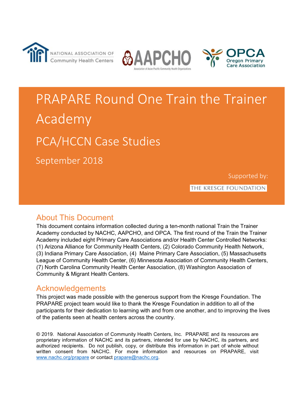 Round One PRAPARE Train the Trainer Academy Case