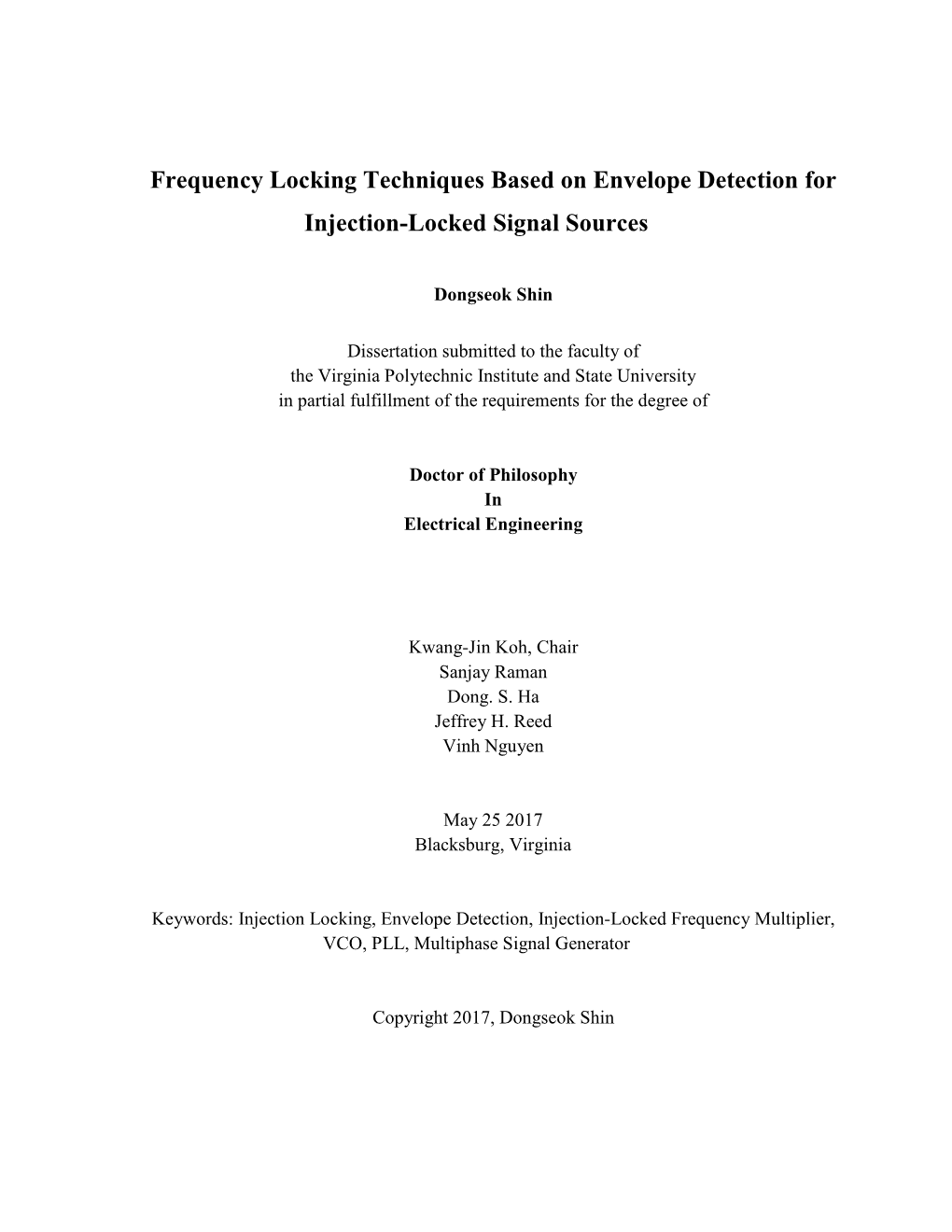 Frequency Locking Techniques Based on Envelope Detection for Injection-Locked Signal Sources