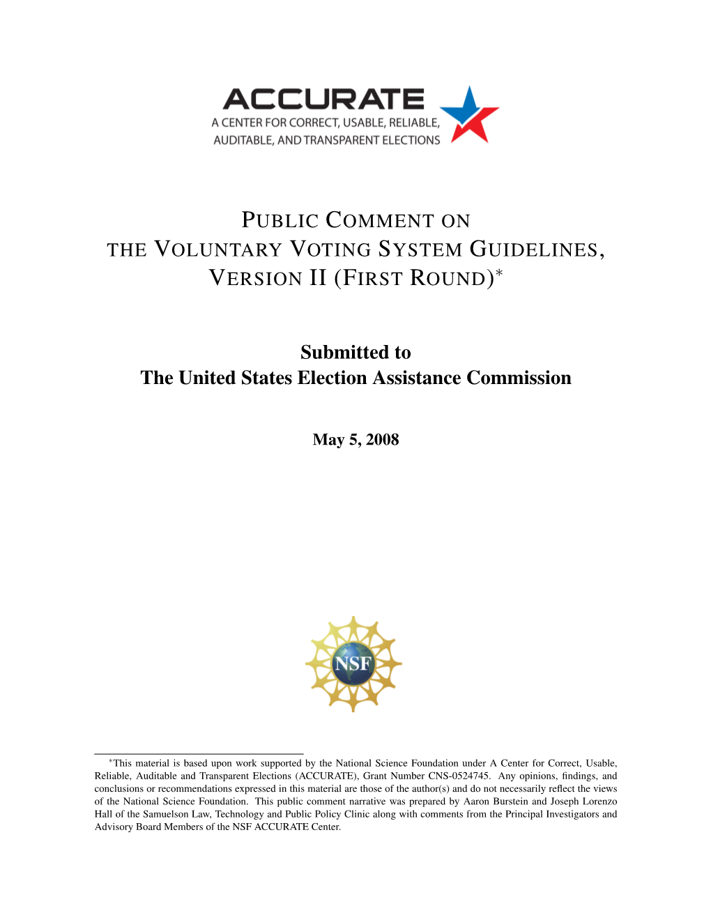 ACCURATE Public Comment on the Voluntary Voting System Guidelines