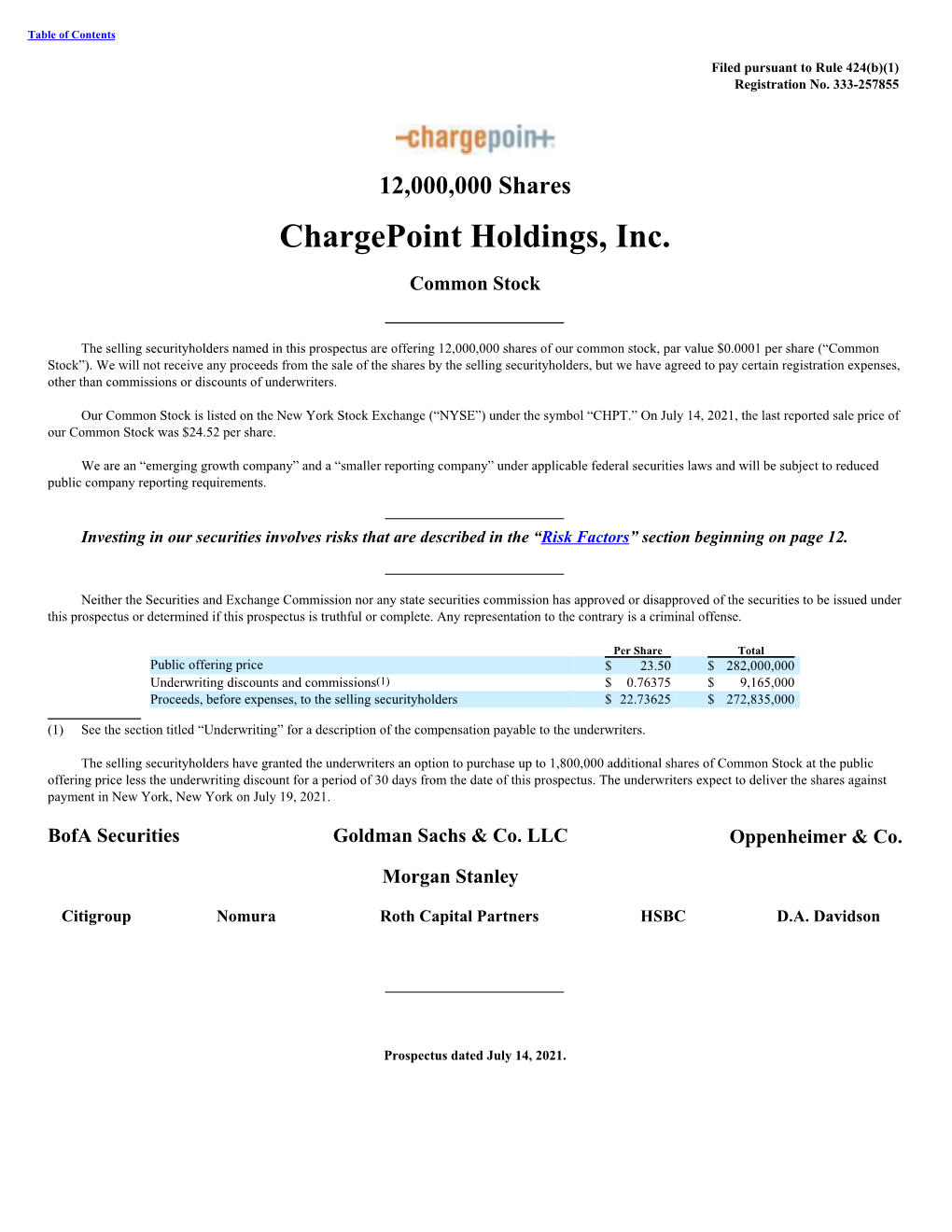 Chargepoint Holdings, Inc