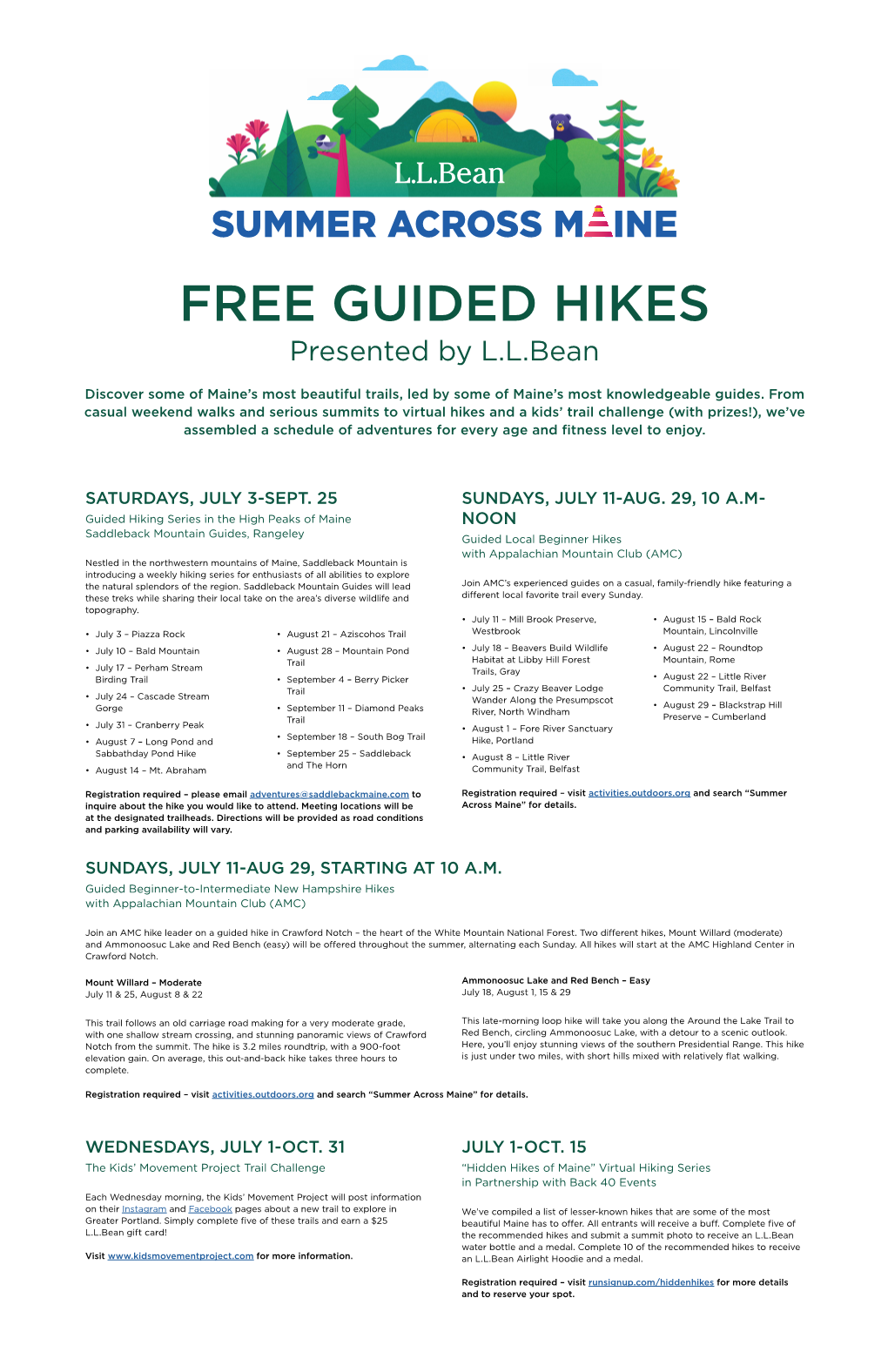 SUMMER ACROSS MAINE FREE GUIDED HIKES Presented by L.L.Bean