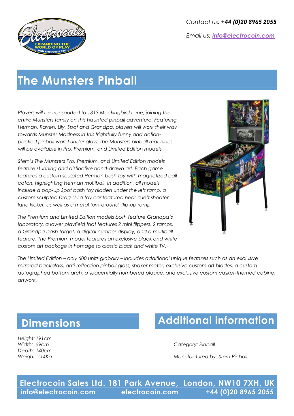 The Munsters Pinball