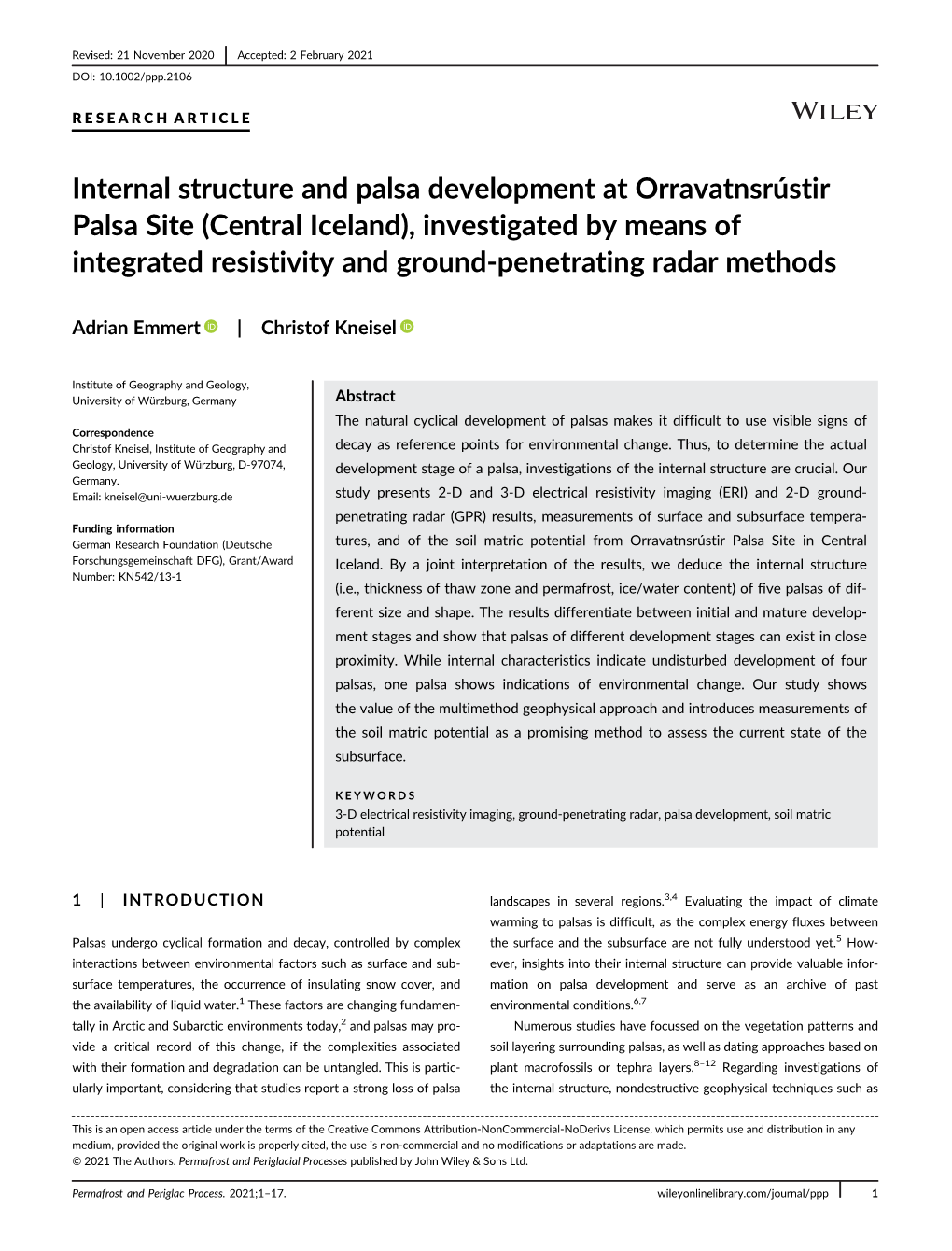 Internal Structure and Palsa Development at Orravatnsrústir