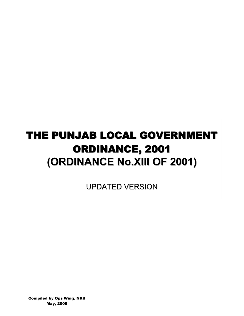 The Punjab Local Government Ordinance, 2001