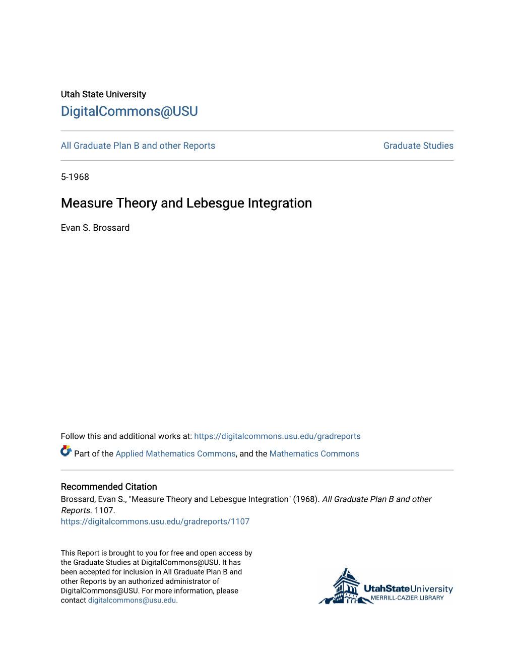 Measure Theory and Lebesgue Integration