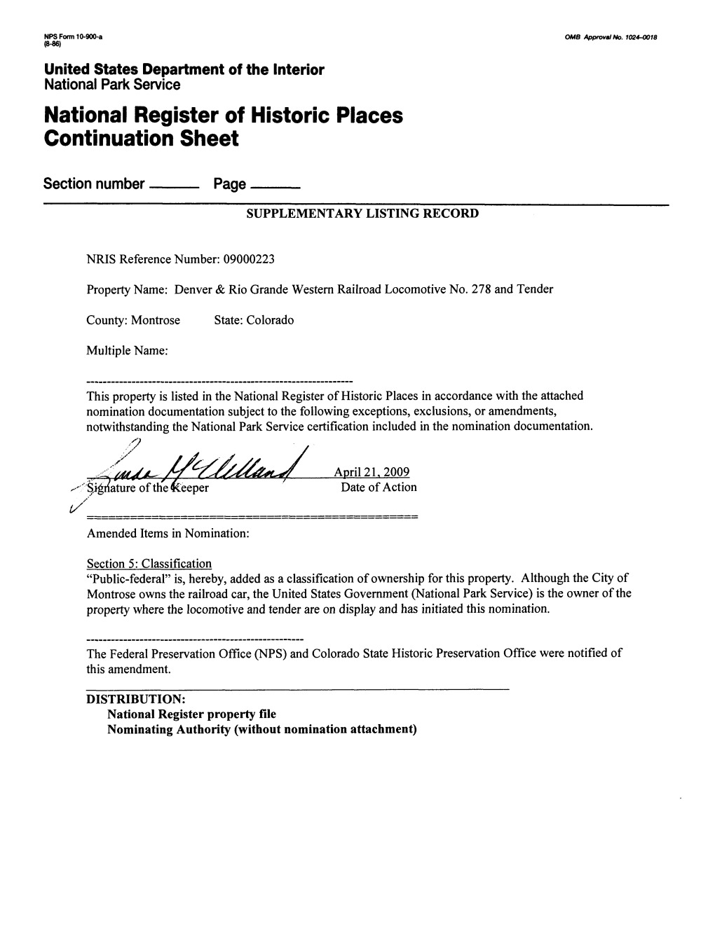 National Register of Historic Places Continuation Sheet