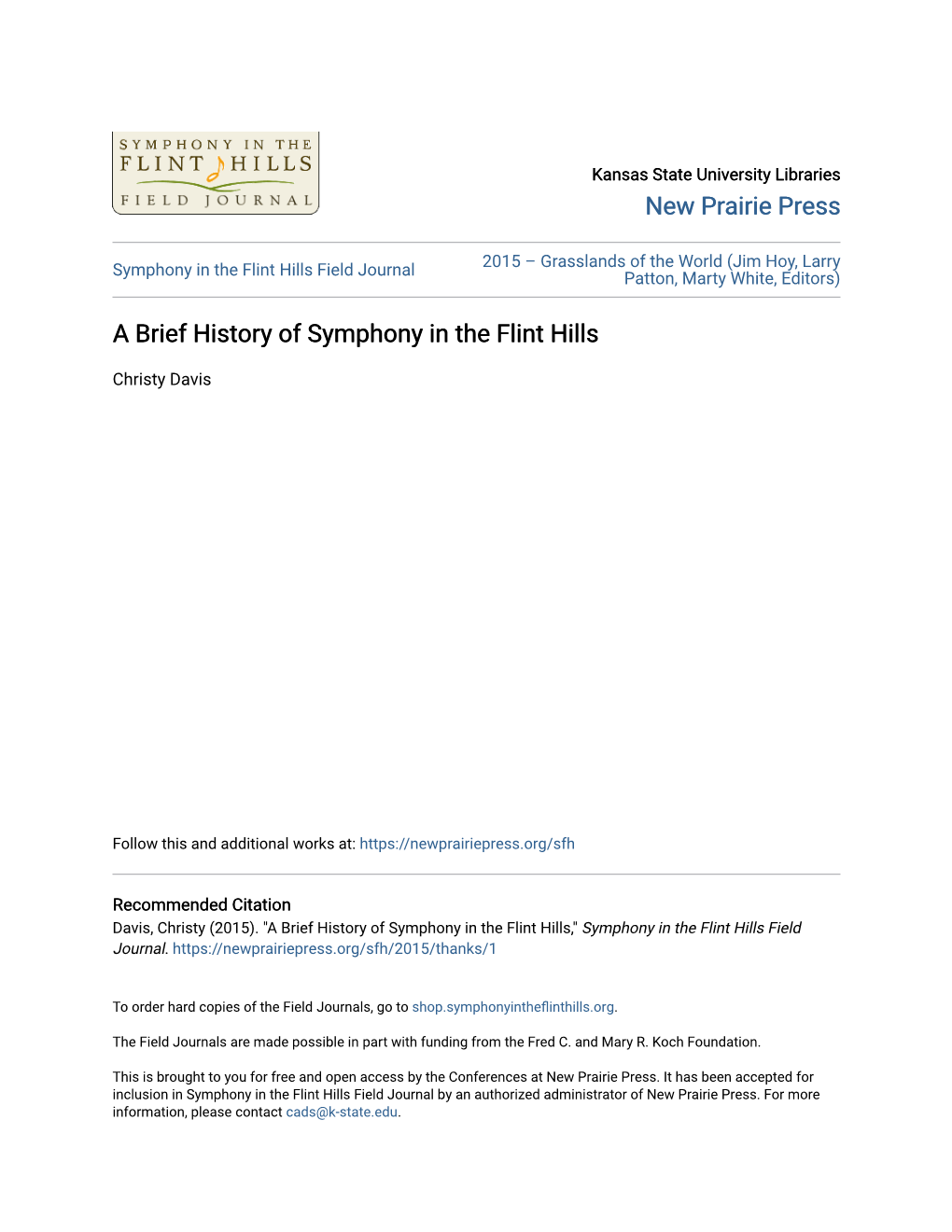 A Brief History of Symphony in the Flint Hills