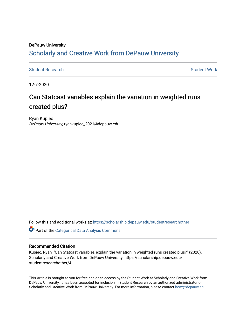 Can Statcast Variables Explain the Variation in Weighted Runs Created Plus?