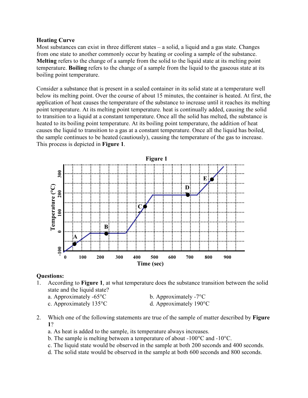 Heating Curve Most Substances Can Exist in Three Different States – a Solid, a Liquid and a Gas State