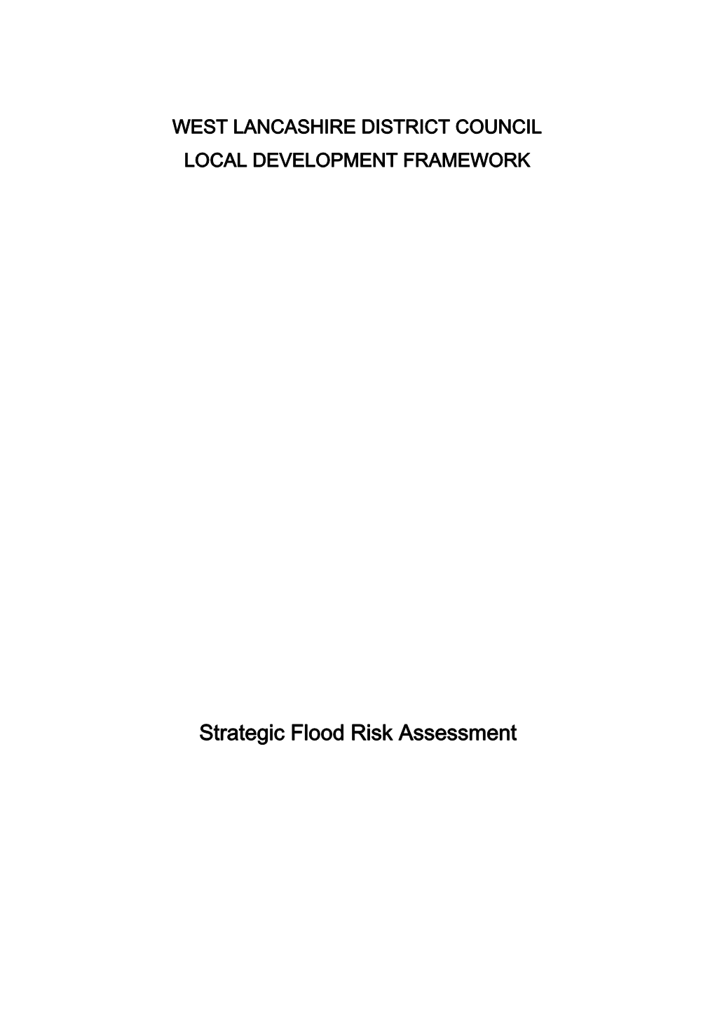 Strategic Flood Risk Assesment for West Lancashire