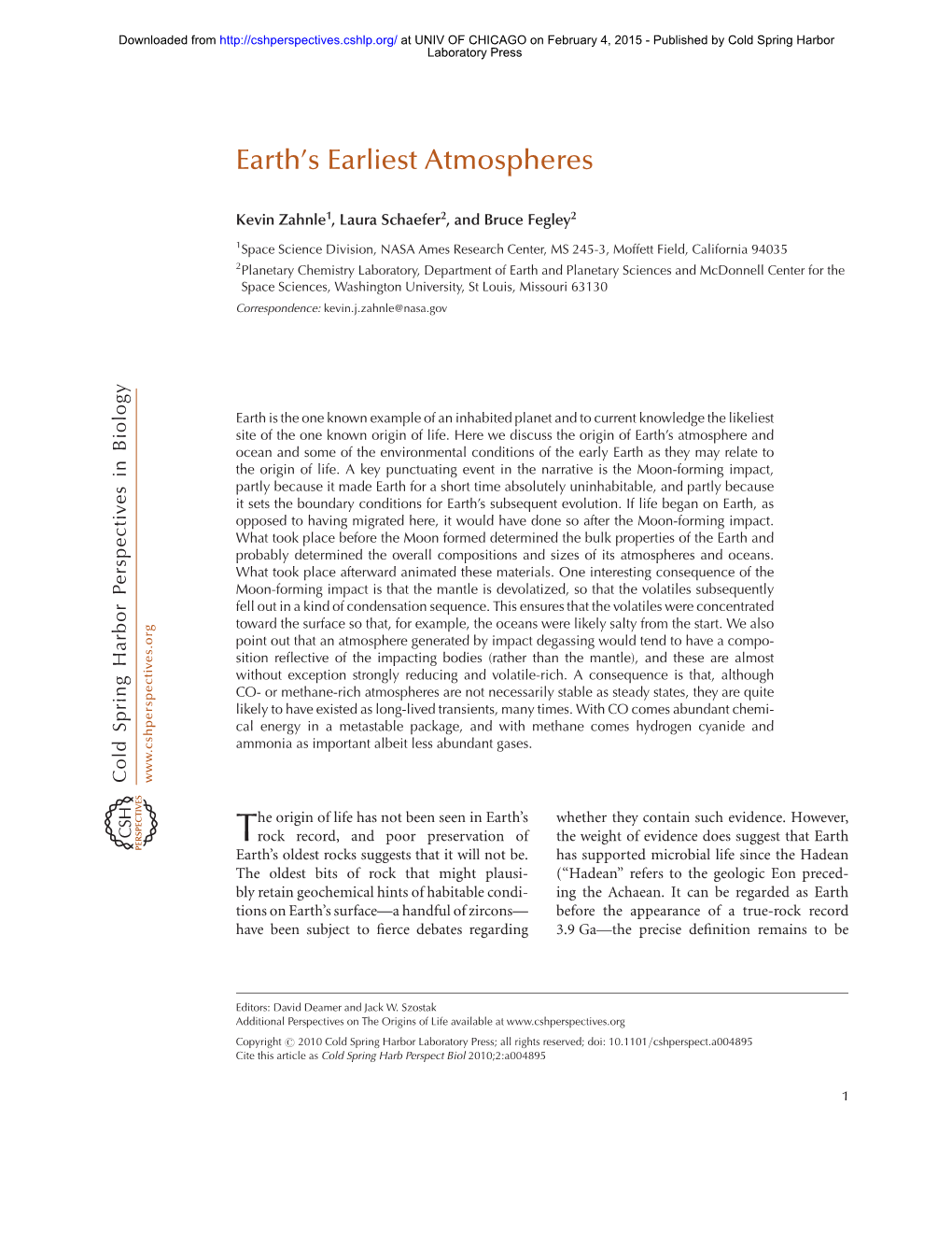 Earth's Earliest Atmospheres