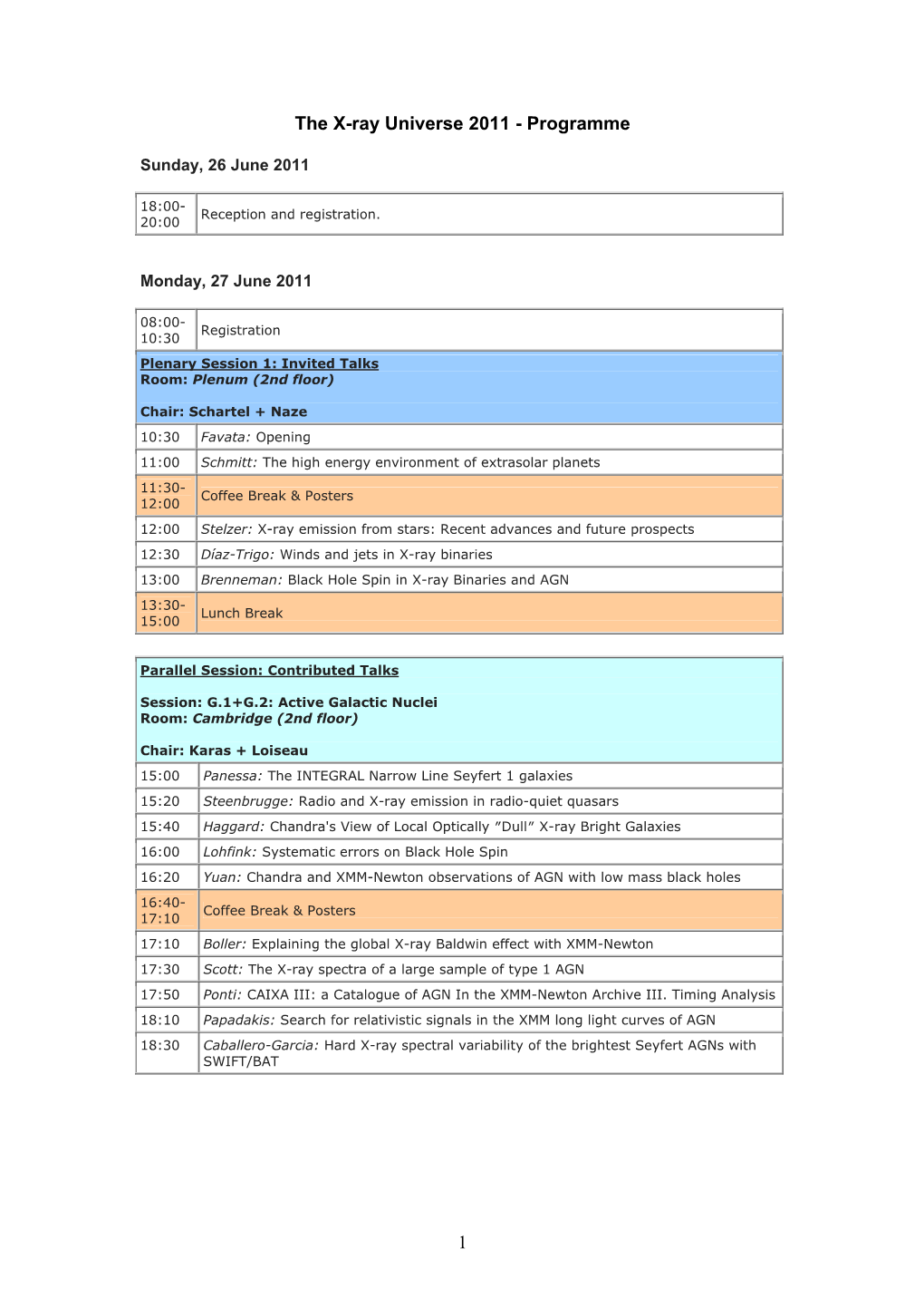 Provisional Scientific Programme