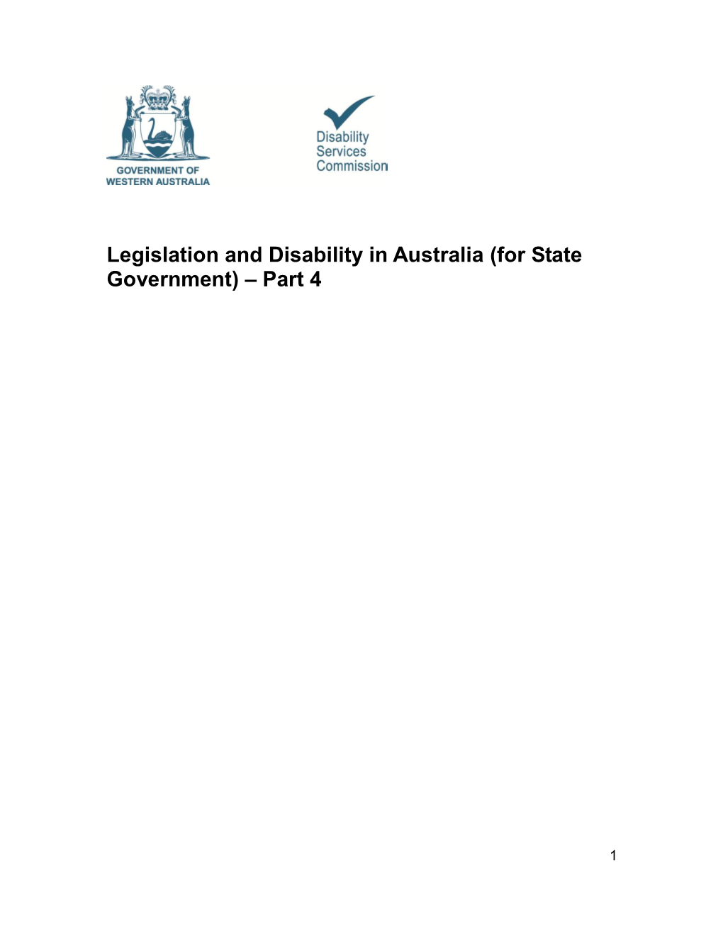 Part 4 Legislation and Disability in Australia for State Government